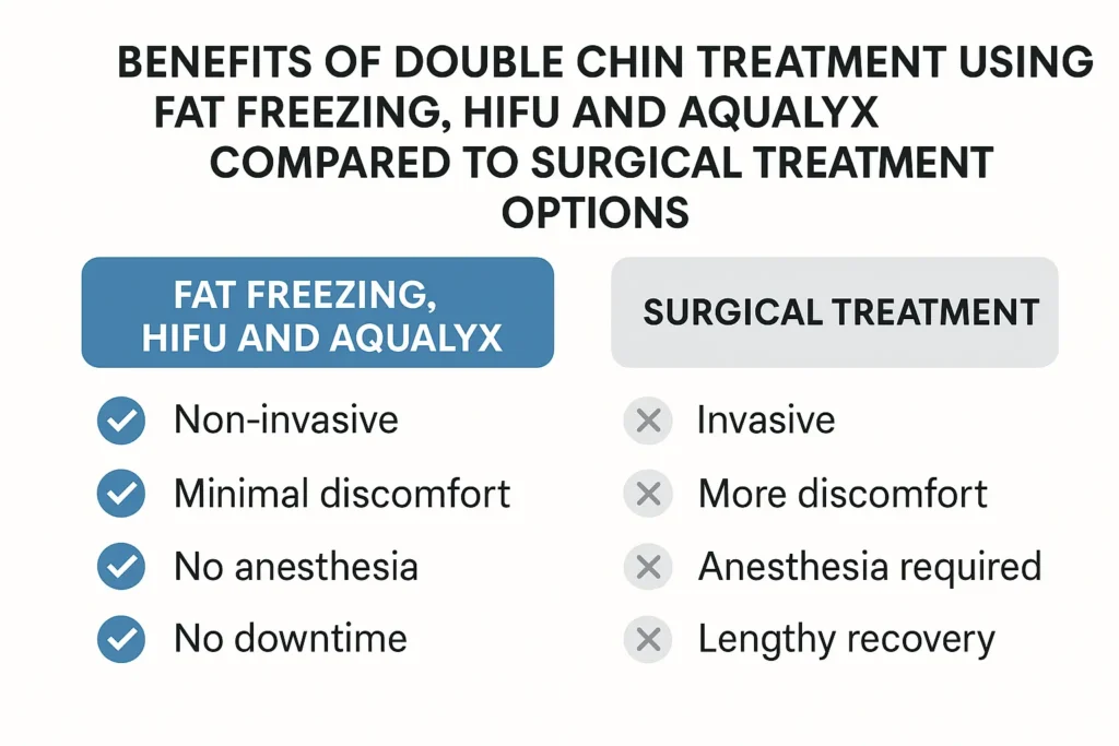 Graphic about the benefits of double chin treatment Northampton - from LA LIPO