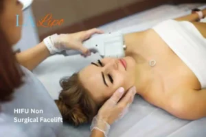 Woman having Hi-Fu to reduce wrinkles Northampton.
